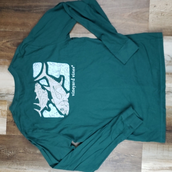 Vineyard Vines Hunter Green Long Sleeve Tee With Front Pocket Size Large - Picture 4 of 5